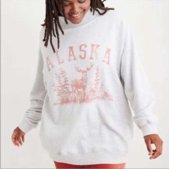 Aerie Alaska grey oversized crew neck sweatshirt - Picture 2 of 8